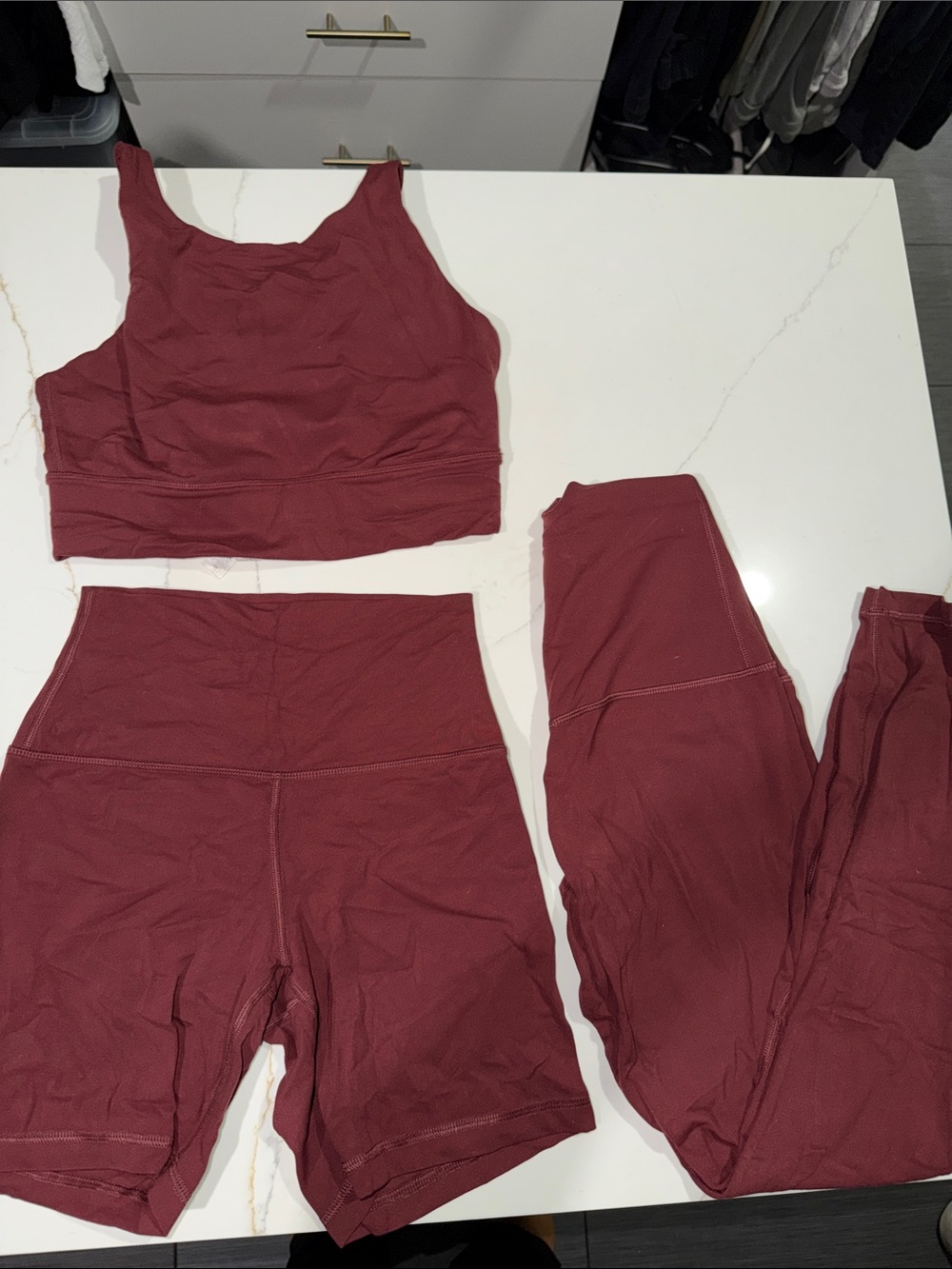 CRZ YOGA Burgundy 3-Piece Activewear Set